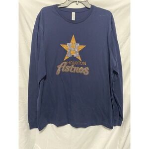 Houston Astros Women's XL Bella Canvas Long Sleeve Shirt Rhinestone Logo Tee